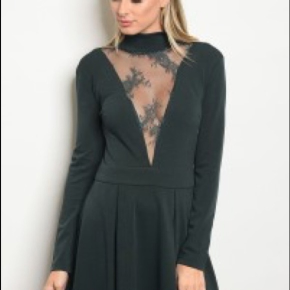 Dark Olive Cut Out Dress - Picture 1 of 3